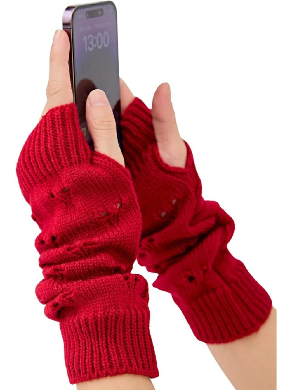 Women's Red Fairy Grunge Fingerless Punk Goth Emo Y2K Accessories Gloves